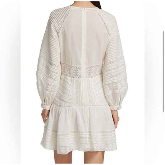 Veronica Beard Addilyn Pintucked Crochet Cotton Mini Dress Sz 4 New - Picture 2 of 13